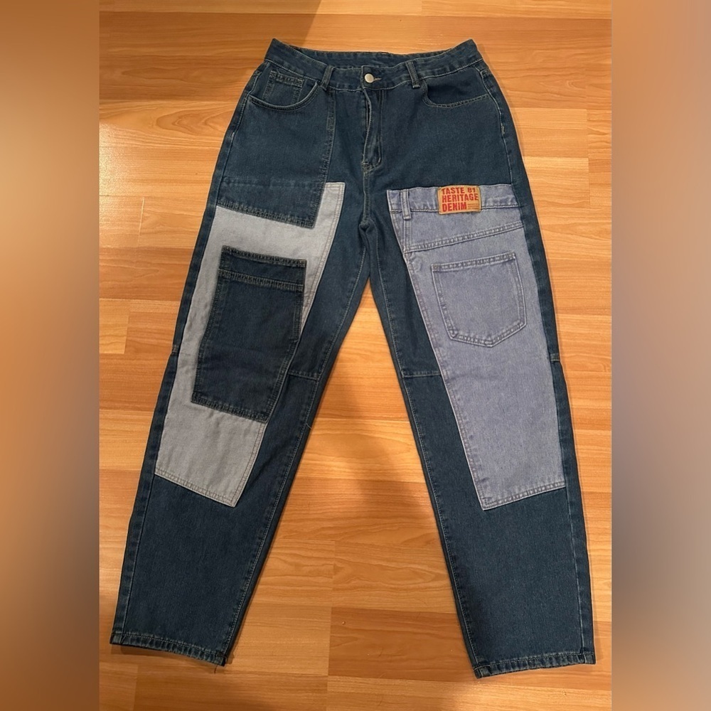 Taste 81 Heritage Patchwork Womens Size XL Two Tone Carpenters Style Jeans